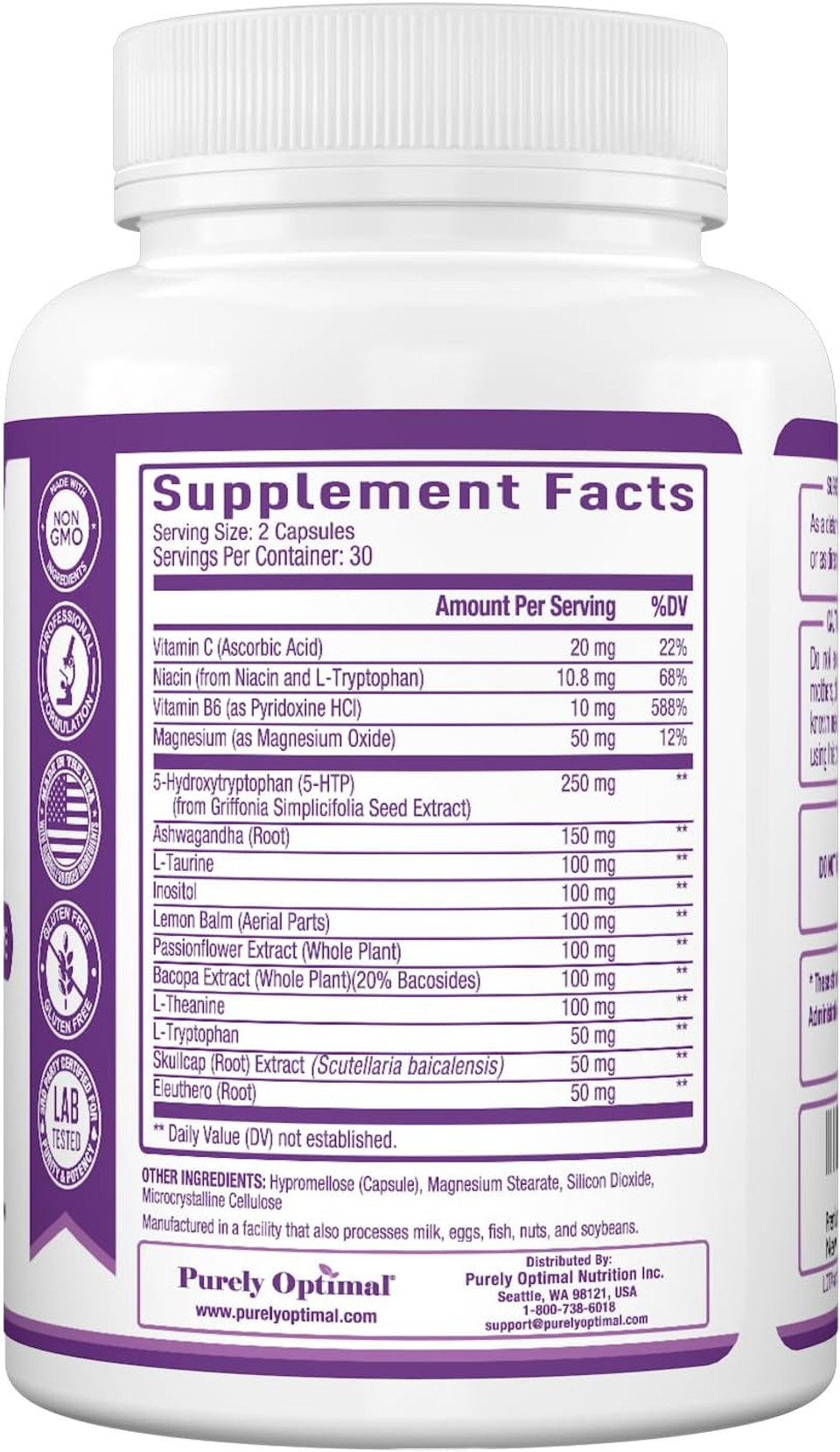 Premium 5-Htp Plus Supplement 250Mg Maximum Strength - Sleep Aid, Mood Boost, Promotes Calm & Relaxation, Stress Management Support - Enhanced With Vitamin B6, Gluten Free, Non-Gmo, 60 Veggie Caps