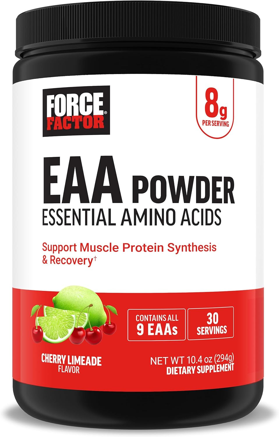 Force Factor Essential Amino Acids, Full Spectrum Eaas Amino Acids Powder, Amino Acids Supplement For Women And Men To Support Healthy Muscle And Workout Recovery, Cherry Limeade, 30 Servings