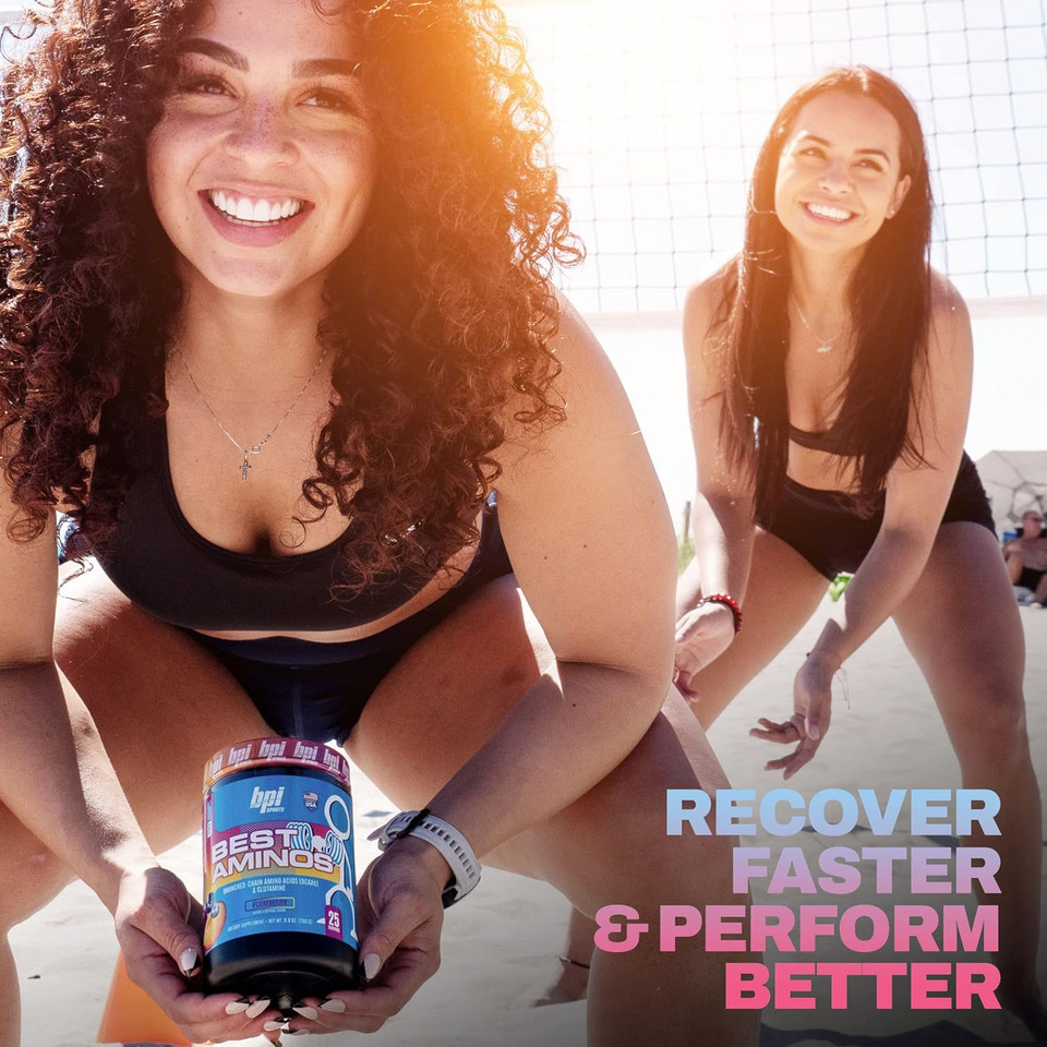 Bpi Sports Best Aminos - Bcaa Powder Post Workout & Glutamine Recovery Drink With Branched Chain Amino Acids For Hydration & Recovery, For Men & Women - Cotton Candy - 25 Servings