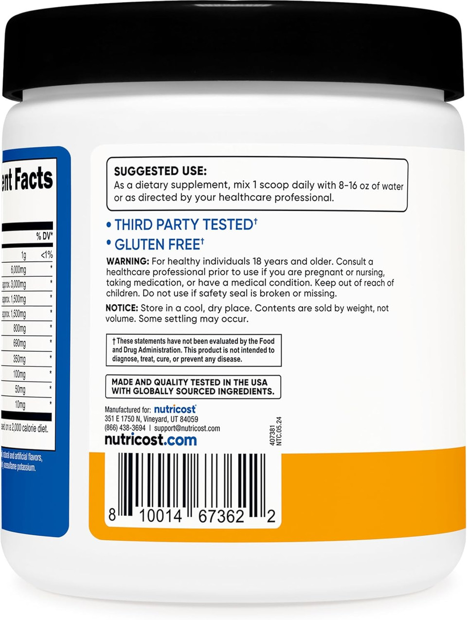 Nutricost Eaa Powder 30 Servings - Passion Fruit, Orange, And Guava (Pog) - Essential Amino Acids - Non-Gmo, Gluten Free, Vegetarian Friendly