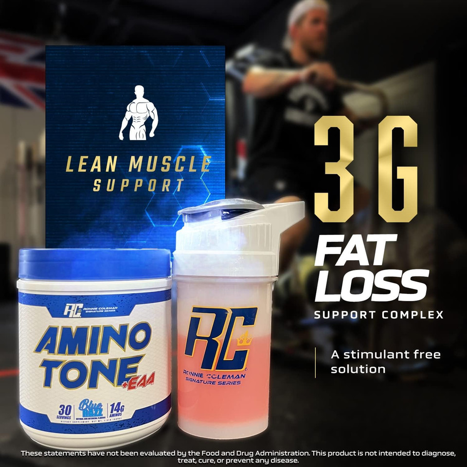 Ronnie Coleman Signature Series Amino-Tone Eaas Amino Acids Powder With Bcaas, Hydration Essential Amino Acids Post Workout Muscle Recovery, Lemonade, 30 Servings
