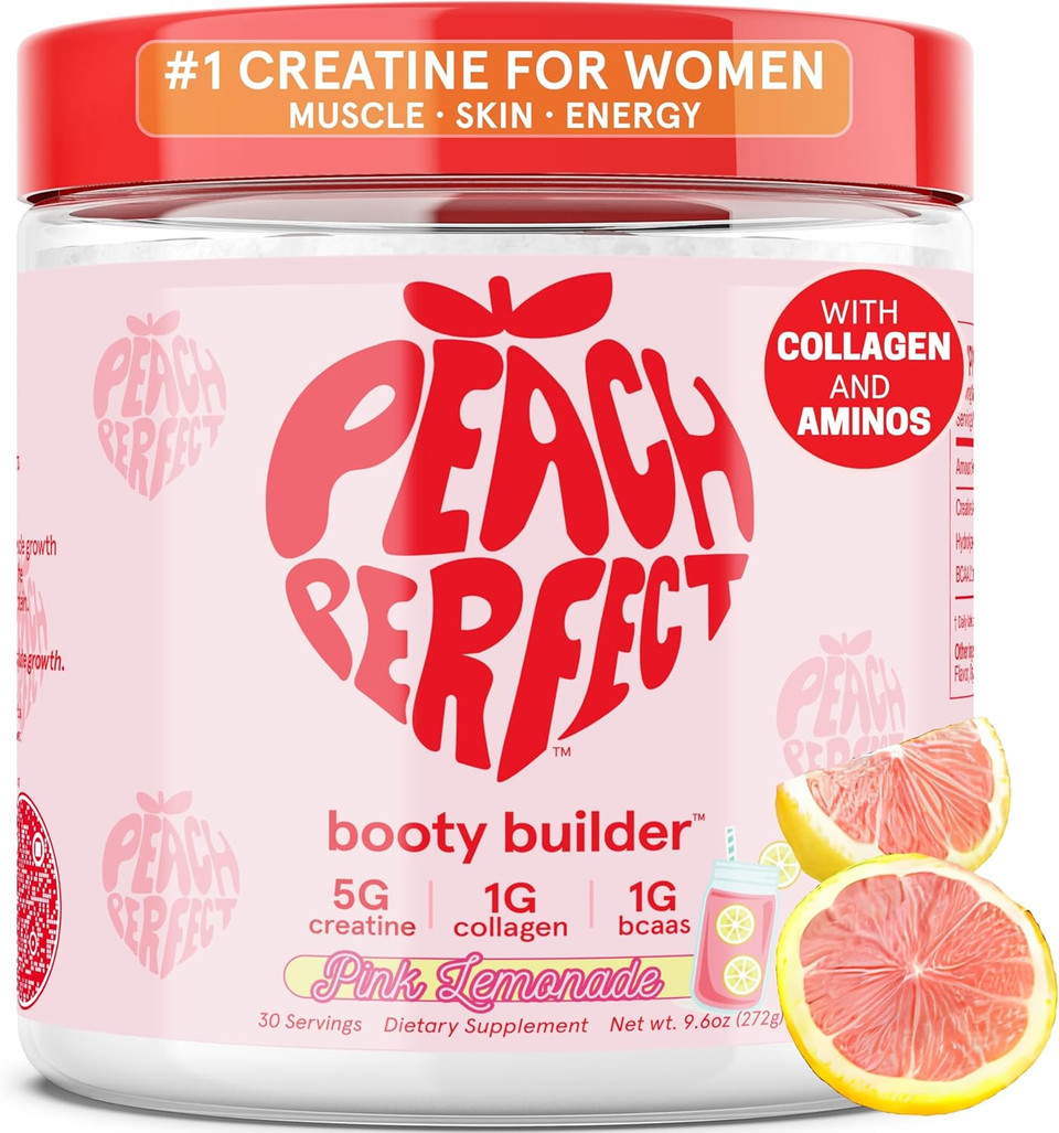 Creatine Monohydrate Powder, Pink Lemonade, Glute Builder Creatine For Women With Collagen, Bcaas, 5G Vegan Micronized Creatine Per Serving, For Energy, Muscle Support, 30 Servings