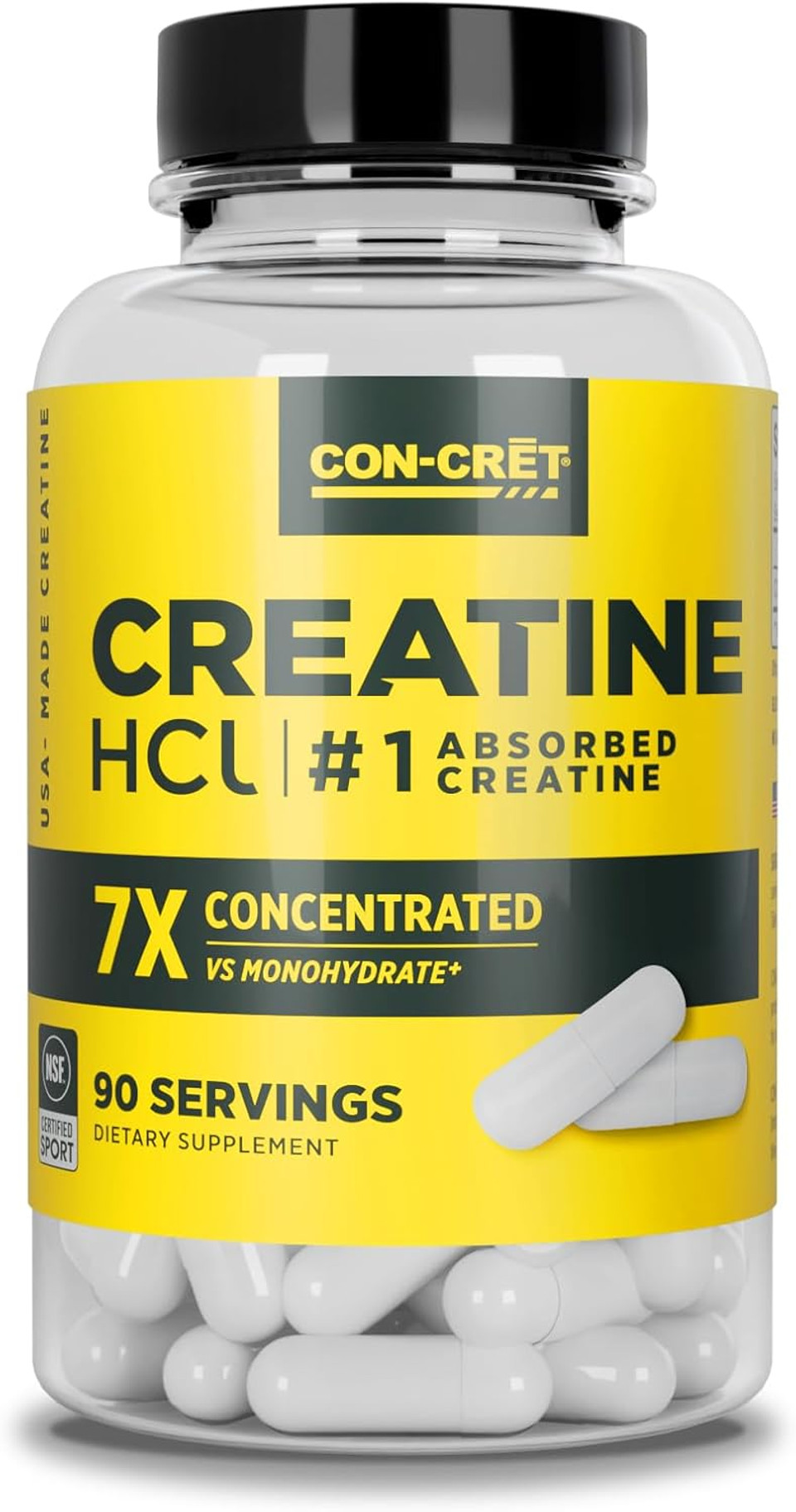 Creatine Hcl Capsules | Muscle, Cognitive, Cellular Energy Support | No Bloating Or Cramps | Usa Made & Nsf Certified | Creatine Pills (90 Ct)