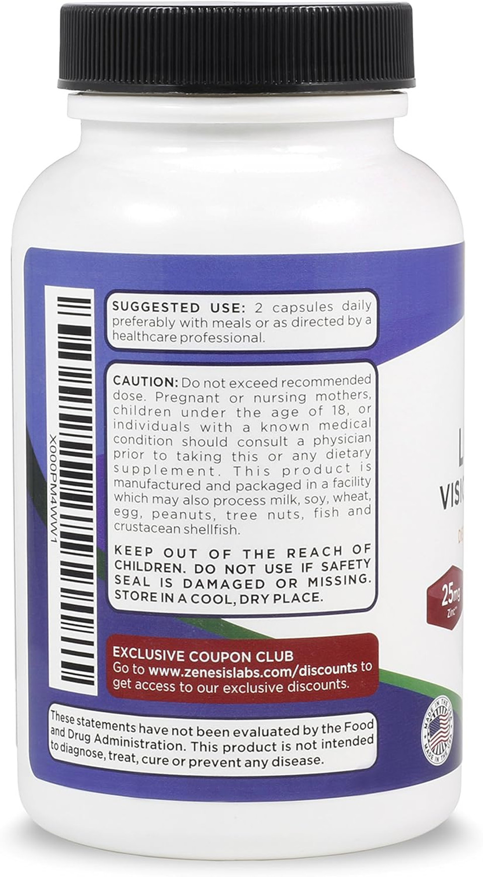 Zenesis Labs Lutein Vision Support - Essential Eye Vitamin - With Bilberry, Beta-Carotene, Zinc, Grapeseed & Other Minerals - 120 Capsules - 60 Day Supply