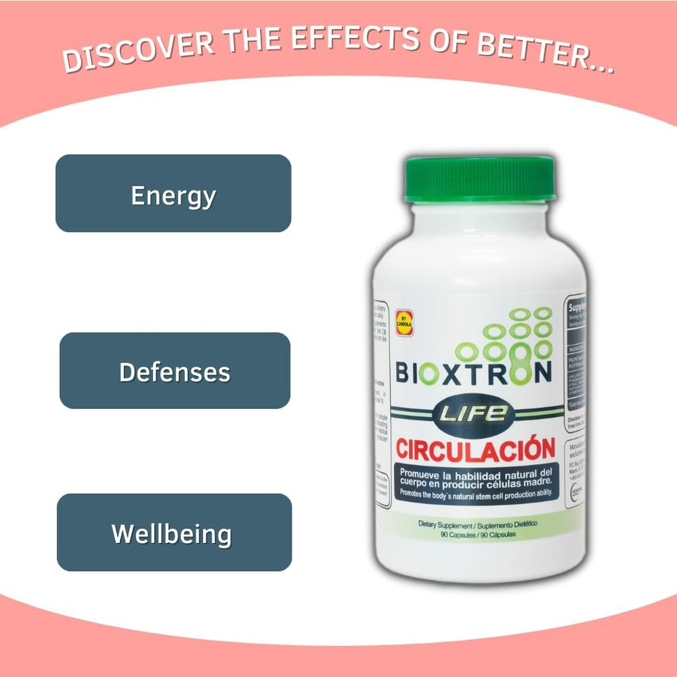Bioxtron Life Circulacion Natural Afa Stem Cell Supplement 90 Capsules - Stem Cell Production - Supports Circulation - Energy Levels - Promotes Healthy Joint & Muscle