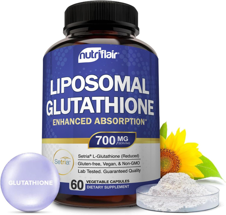 Nutriflair Liposomal Glutathione Supplement Setriaâ® 700Mg - Pure Reduced, Stable Form L-Glutathione Reductase (Gsh) - Master Antioxidant Support, 60 Capsules