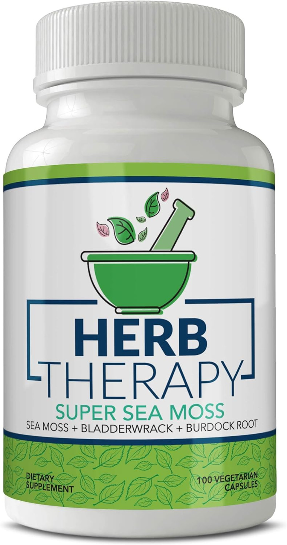 Sea Moss Capsules 100 Pack - Irish Sea Moss With Bladderwrack Powder & Burdock Root Powder - Keto & Alkaline Diet Support - No Fillers Seamoss Raw Supplement