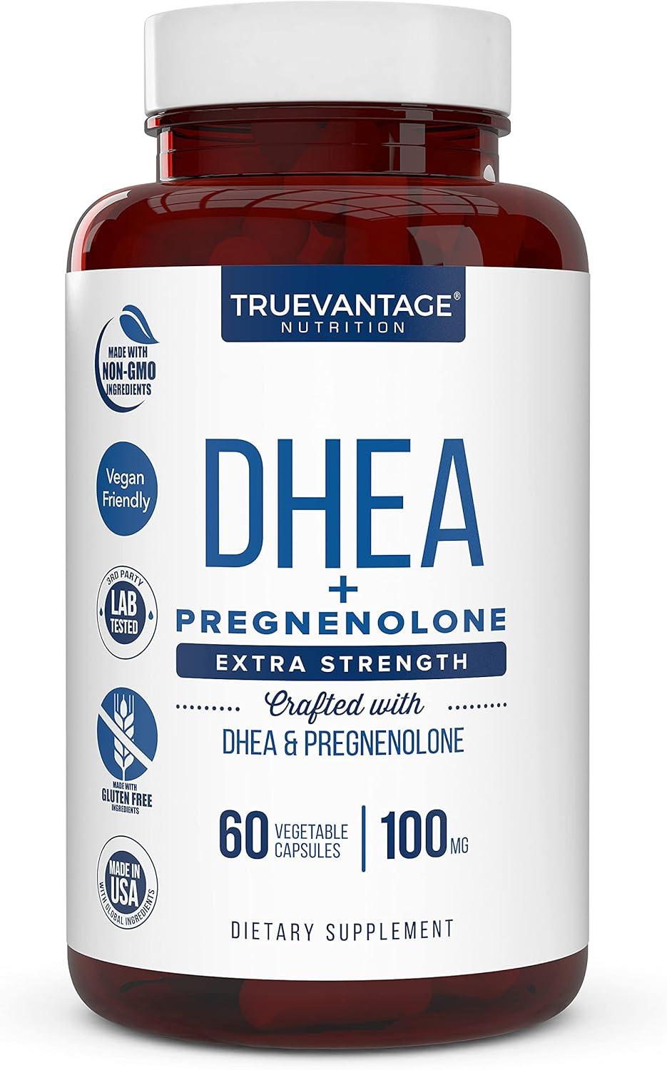 Dhea 100Mg Supplement With Pregnenolone 60Mg -Supports Hormone Balance, Lean Muscle Mass, Energy, Mood, Sleep, And Healthy Aging In Men And Women- Vegetable Capsules