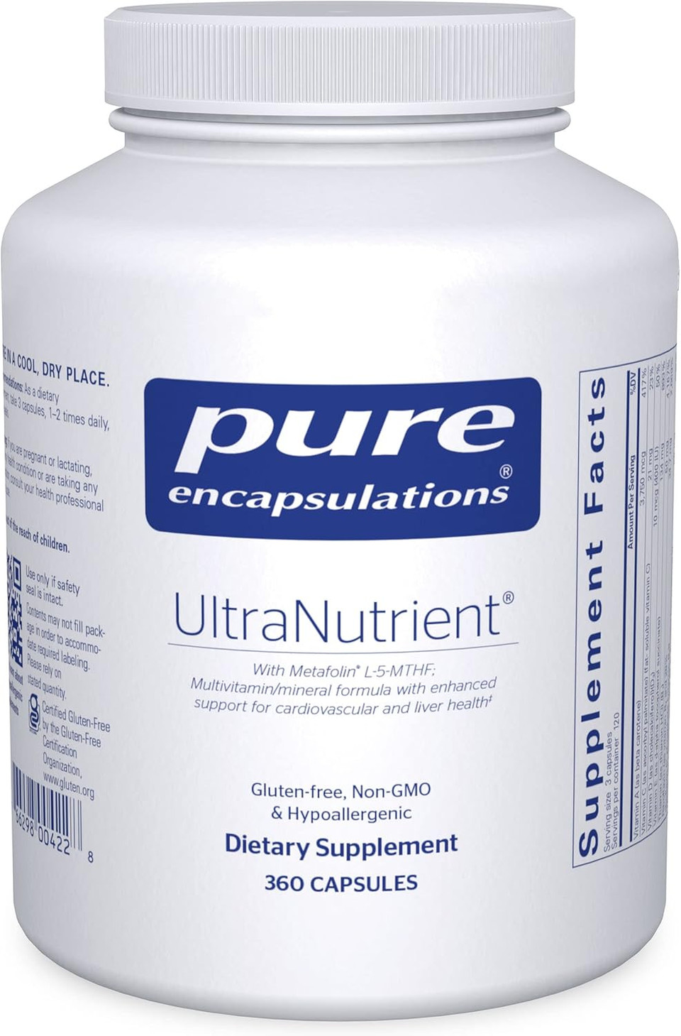 Pure Encapsulations Ultranutrient - Minerals & Multivitamins - Supports Liver & Heart Health* - Supplement For Antioxidants - With Vitamin C, Coq10 & More - Gluten Free - 360 Capsules