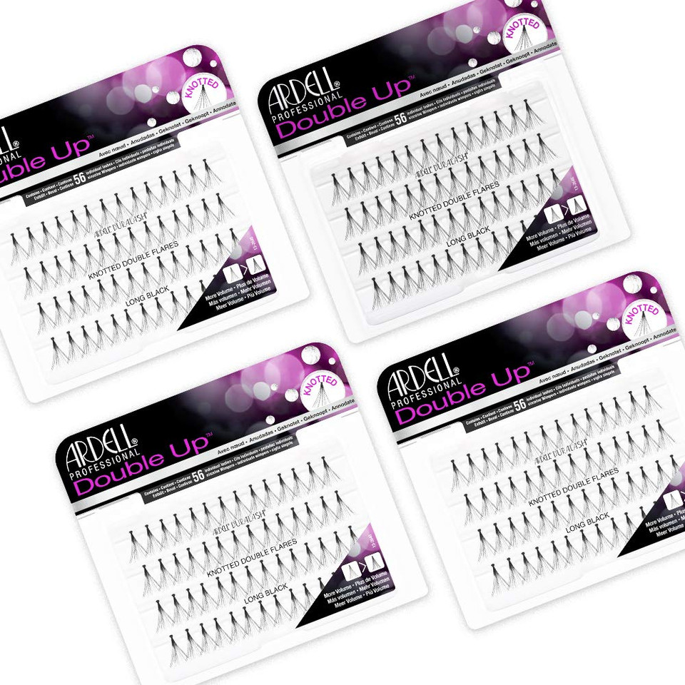 Ardell False Eyelashes Double Up Individuals Knotted Long Black 4 Pack