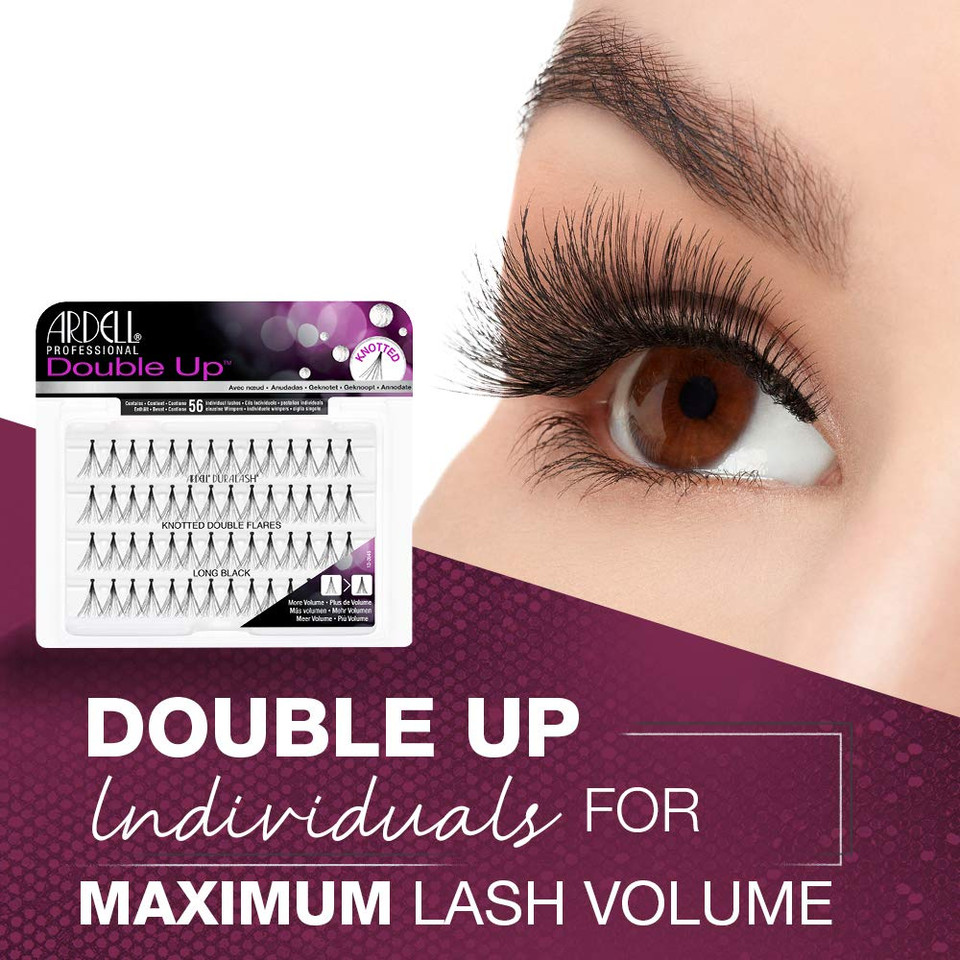 Ardell False Eyelashes Double Up Individuals Knotted Long Black 4 Pack