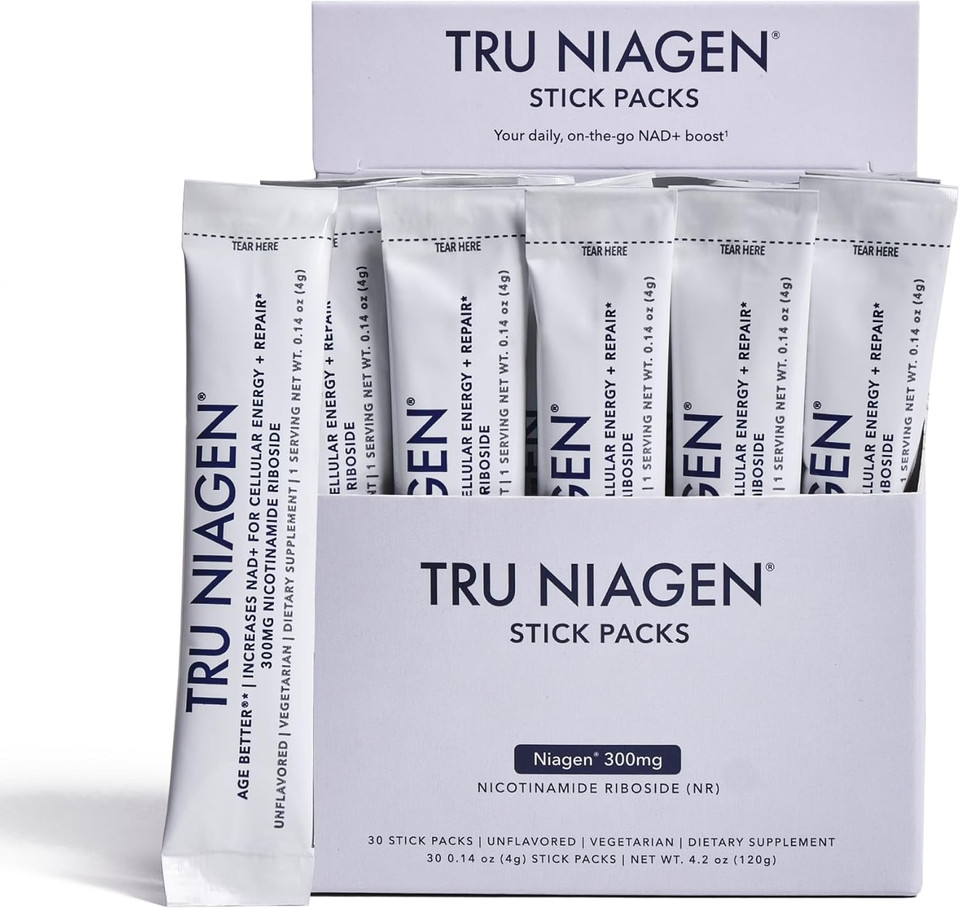 Tru Niagen Nad+ Booster With Hydration & Prebiotic Support Award-Winning Nicotinamide Riboside Mixing Powder For Cellular Energy, Repair & Healthy Aging - 30Ct/300Mg Stick Packs: On-The-Go Supplement