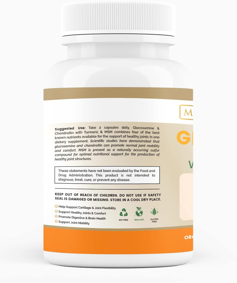 Glucosamine Chondroitin With Turmeric & Msm For Healthy Joints, 60 Veggie Capsules