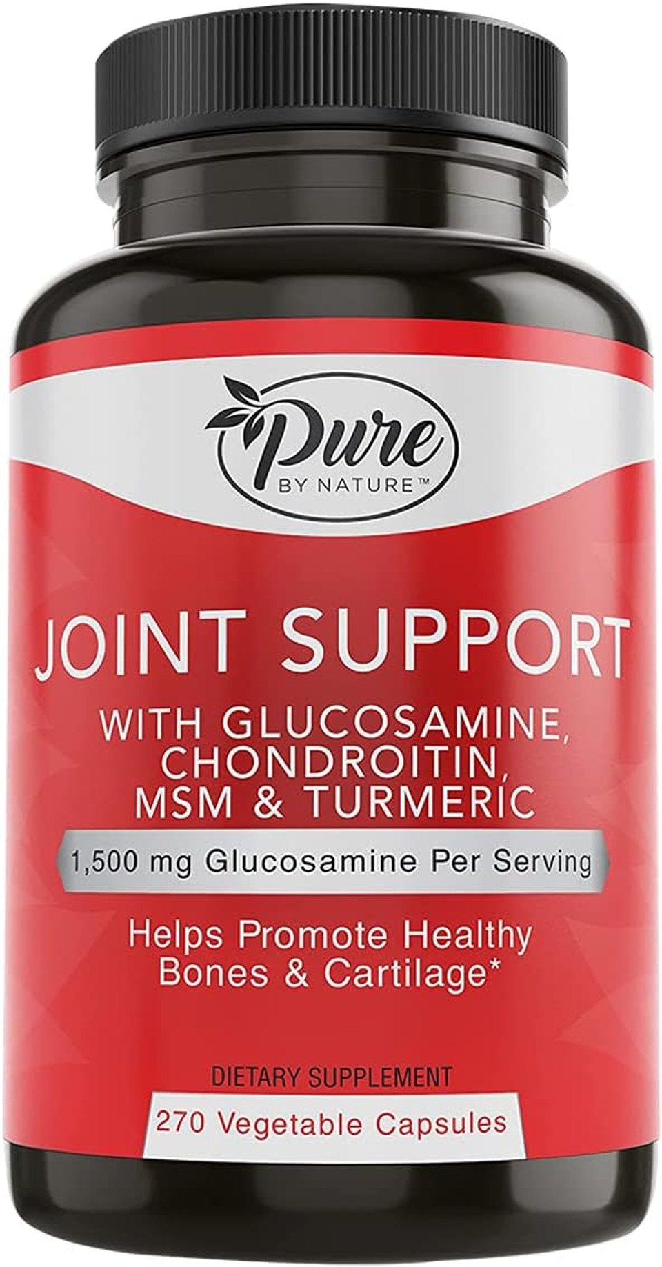 Pure By Nature Joint Support, Glucosamine With Chondroitin Turmeric Msm Boswellia Supplement, 270 Capsules