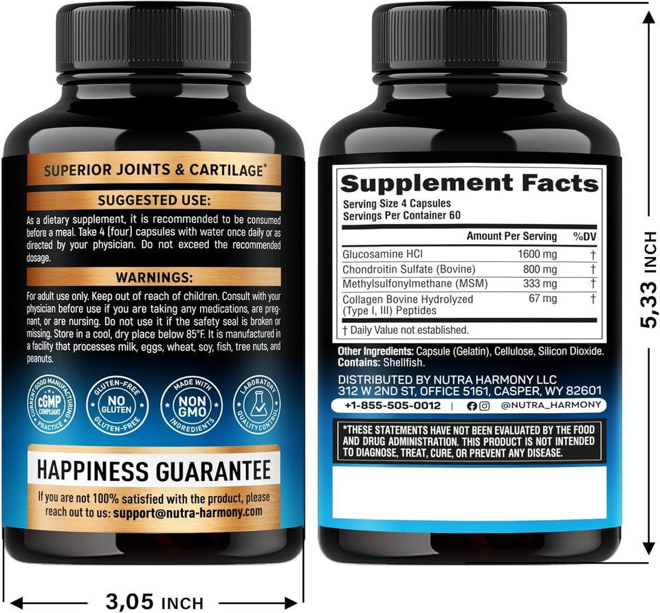 Glucosamine Chondroitin Msm Collagen | Fsa Hsa Eligible | Joint Support Supplement 2800 Mg | Made In Usa | Fsa Approved Product Items | Flexibility Nutritional Vitamins | For Men & Women, 240 Capsules