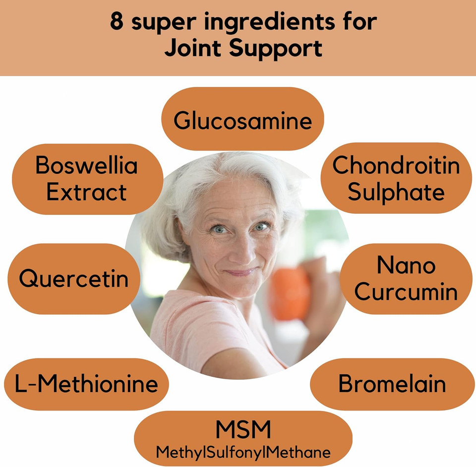 Glucosamine Chondroitin Msm Boswellia Curcumin Bromelain Quercetin - 90 Caps Per Bottle - 1 Month Supply