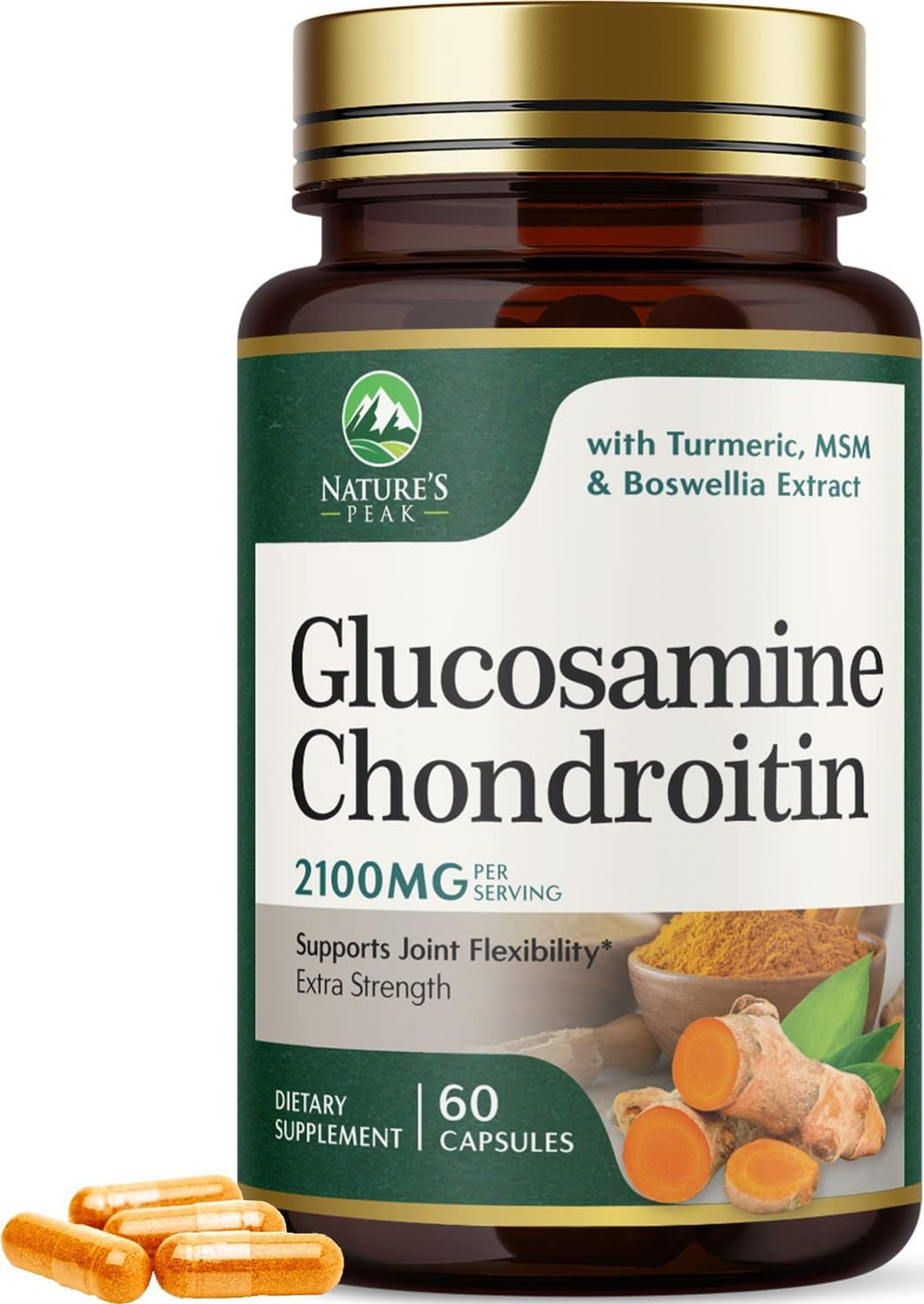Glucosamine Chondroitin Supplements Msm Complex - Antioxidant & Joint Support With Turmeric, Boswellia, Quercetin - For Occasional Discomfort Of Joints, Back, Hands, Knees & Mobility - 60 Capsules