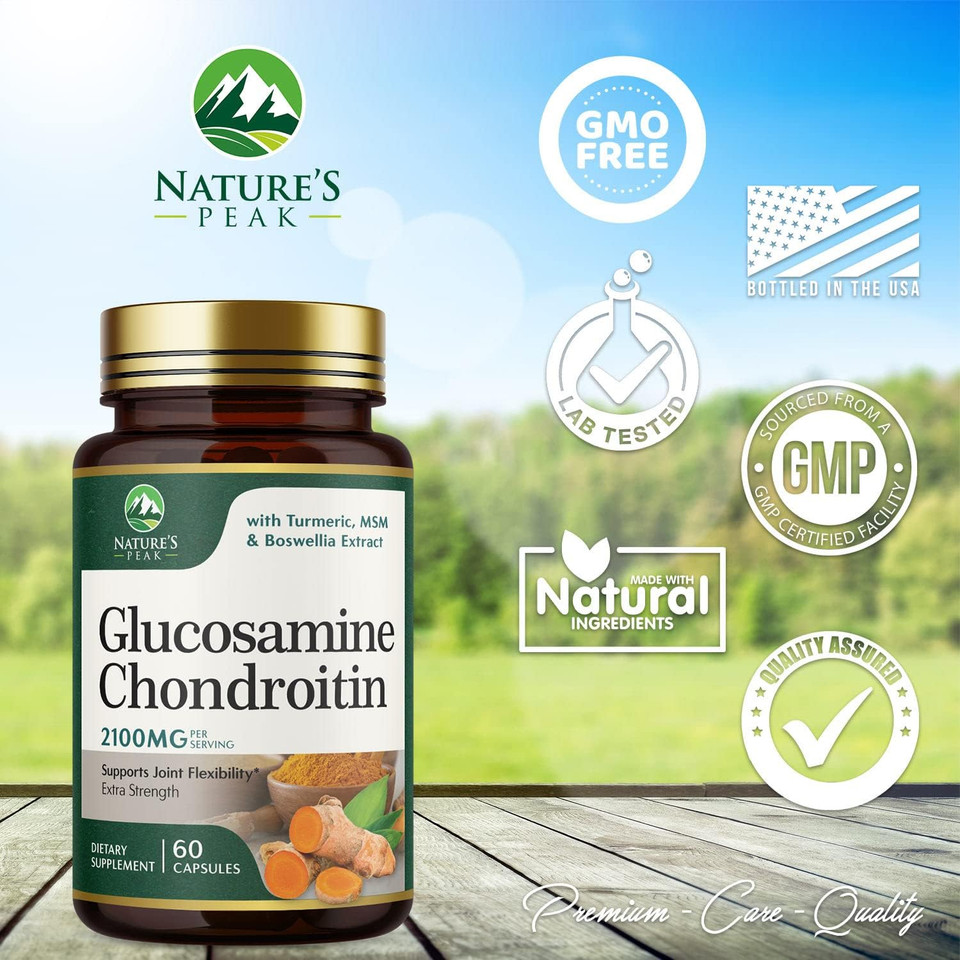 Glucosamine Chondroitin Supplements Msm Complex - Antioxidant & Joint Support With Turmeric, Boswellia, Quercetin - For Occasional Discomfort Of Joints, Back, Hands, Knees & Mobility - 60 Capsules
