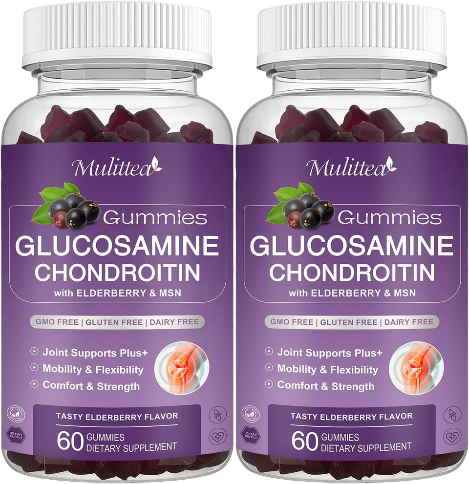 Glucosamine Chondroitin Gummies - Extra Strength Joint Support Supplement With Msm & Elderberry For Natural Joint, Antioxidant Immune Support For Adults, Men & Women-(2 Pack) Glucosamine Chondroitin Gummies - Extra Strength Joint Support Supplement With Msm & Elderberry For Natural Joint, Antioxidant Immune Support For Adults, Men & Women-(2 Pack)