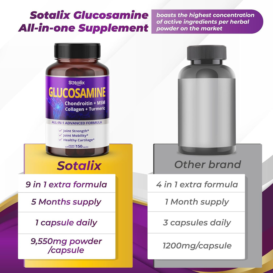Glucosamine 9,550Mg With Chondroitin Msm Collagen Turmeric For Joint Strength & Joint Mobility * Usa Made & Tested (150-Day Supply (Pack Of 1))