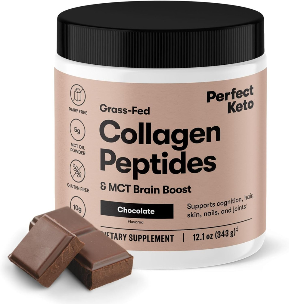 Perfect Keto Collagen Protein Powder With Mct Oil - Grassfed, Gf, Multi Supplement, Best For Ketogenic Diets, Use As Keto Creamer, In Coffee And Shakes For Women & Men (Mint Chocolate)