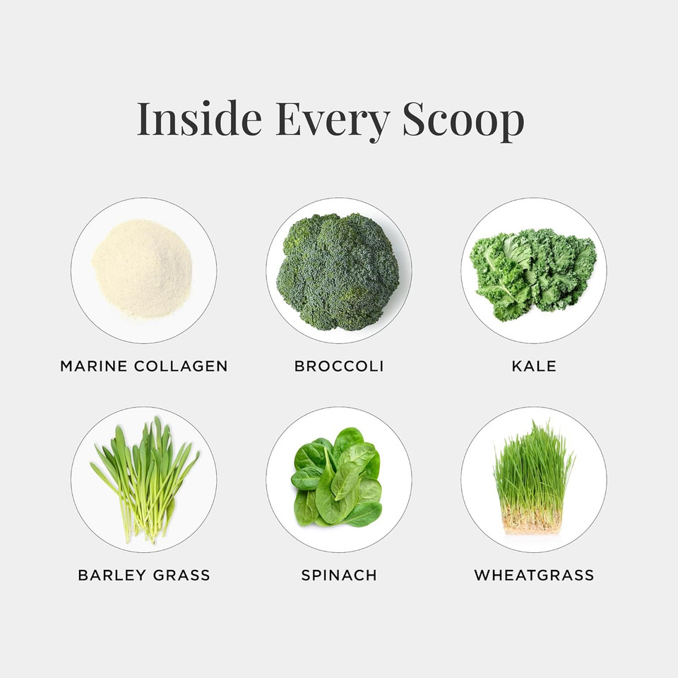 Jshealth Super Greens Powder - Greens & Collagen Powder - Superfood Powder With Marine Collagen Peptides, Vitamins & Veggies, 30 Servings