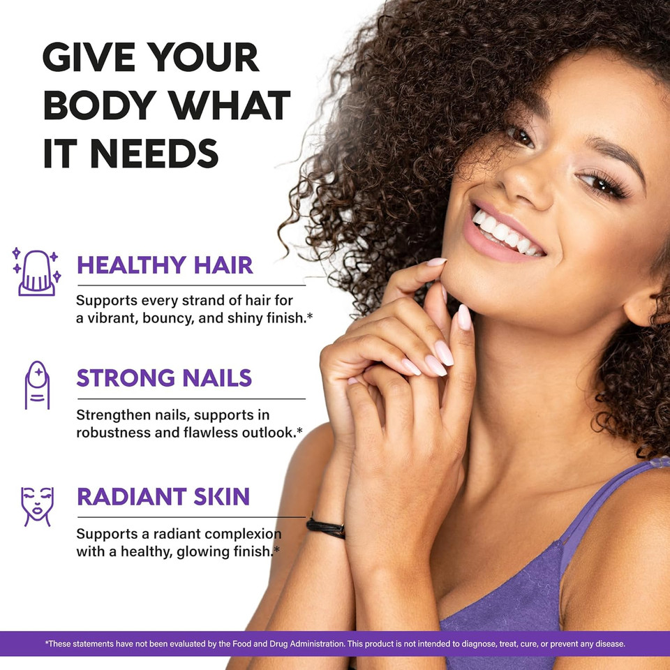 Liquid Biotin & Collagen - Vitamins For Hair Growth Support For Women & Men - Extra Strength 60000 Mcg Drops - B7 Supplement - Strong Nails & Healthy Skin - 98% Faster Absorption Than Pills