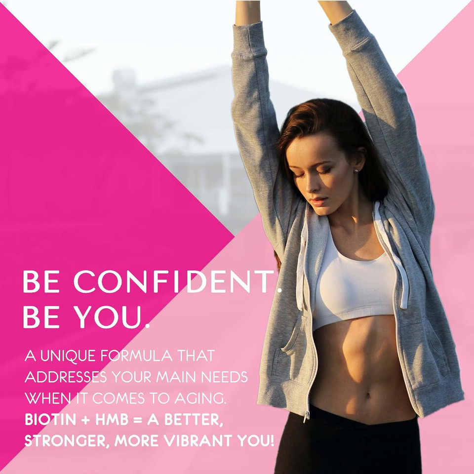 Powder Supplement For Women - With Hmb Collagen Enhancer Plus Vitamin D3 With K2, Horsetail And Biotin For Lean Muscle And Stronger Hair And Nails - 30 Powder Packets Strawberry Lemonade
