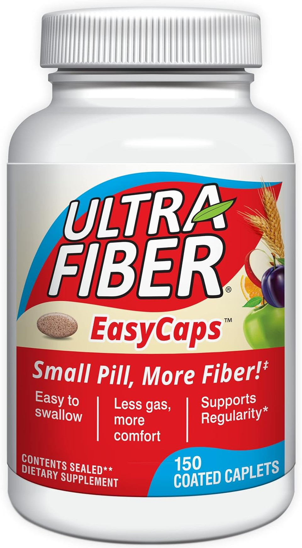 Caplets - The Small Pill With More Fiber - Fiber Support For Regularity  150Ct