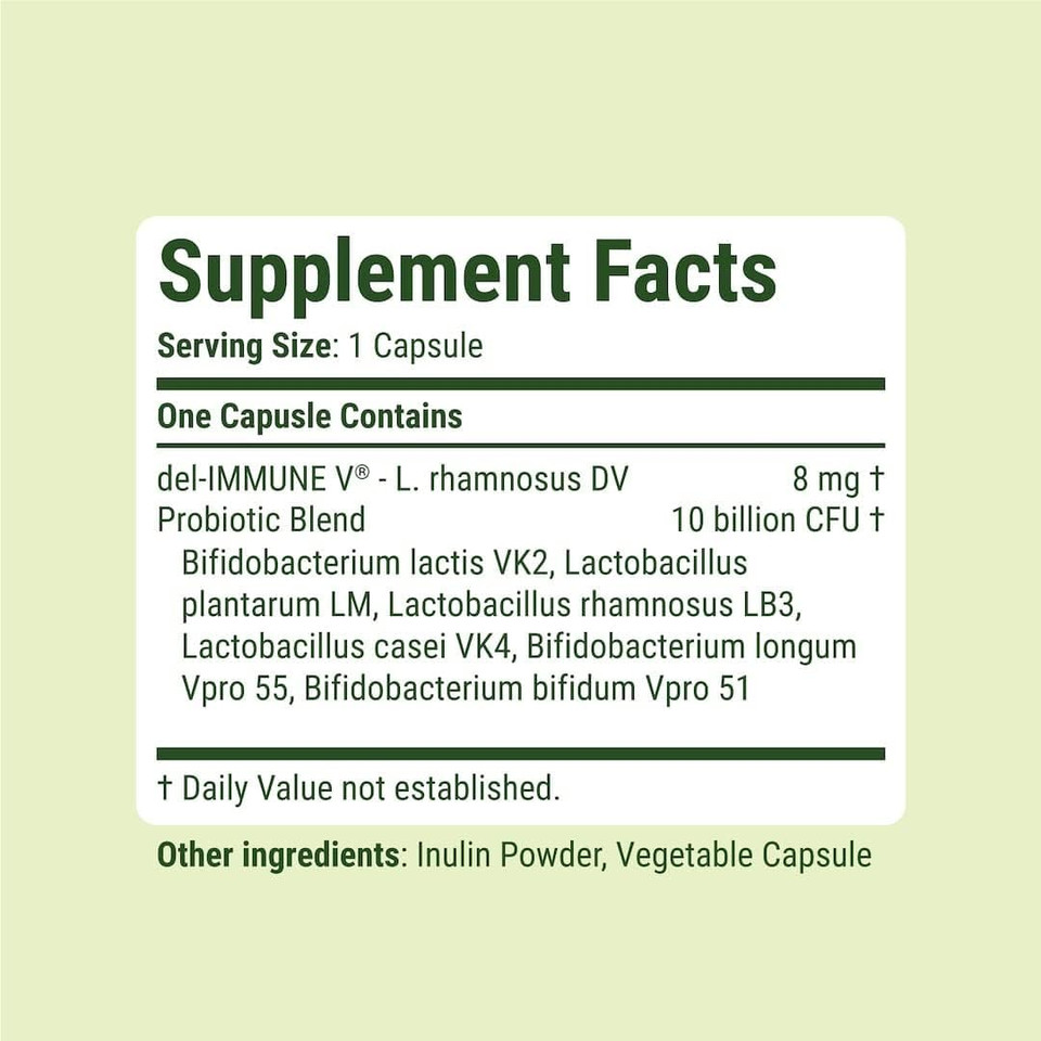 Del-Immune Vâ® + Delpro Probiotic & Prebiotic Blend By Stellar Biotics - Promotes Optimal Gut Health, Digestion, Immune Support & Mood (120 Capsules)