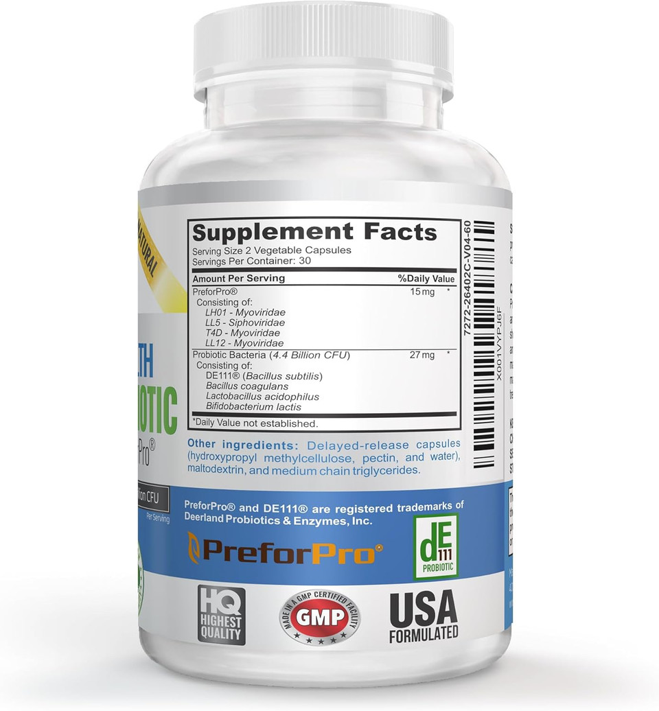 Premium Probiotic Plus Ultimate Prebiotic - Gut Biome Builder & Restoration - 4.4 Bn Cfu - Best For Women & Men - Bacteria Reaches Intestine Within Hours - No Refrigeration - Bacillus Subtilis