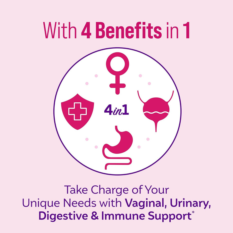 Culturelle 4-In-1 Probiotics For Women, Daily Probiotic & Prebiotic Supplement To Support Vaginal Health, Digestive Health, Immune Health, Occasional Diarrhea, Gas & Bloating Relief, Non-Gmo, 30 Count