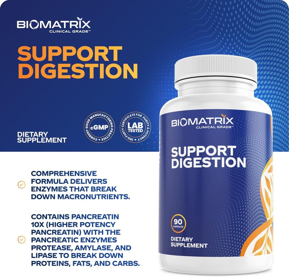 Digestive Enzymes Supplement (90 Capsules) Support Digestion - With Purified Bile, Pancreatin, Plant Enzymes, Ox Bile, Betaine Hcl, Support Digestion Of Fats Carbohydrates And Proteins