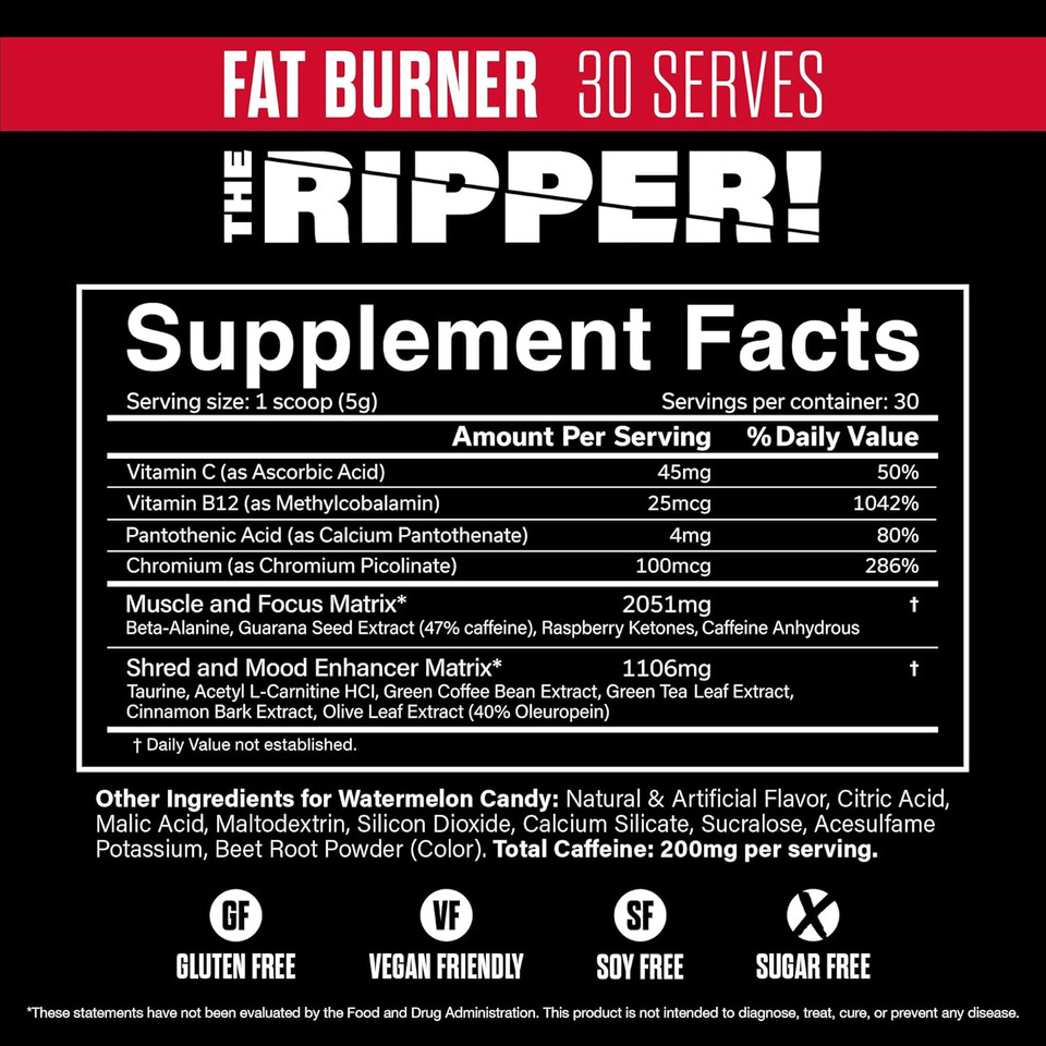 Jnx Sports The Ripper! Shredding Thermogenic Fat Burner - Blue Raspberry 30 Servings | Advanced Fast Acting Thermogenic Pre-Workout, Appetite Suppressant For Men & Women Jnx Sports The Ripper! Shredding Thermogenic Fat Burner - Blue Raspberry 30 Servings | Advanced Fast Acting Thermogenic Pre-Workout, Appetite Suppressant For Men & Women