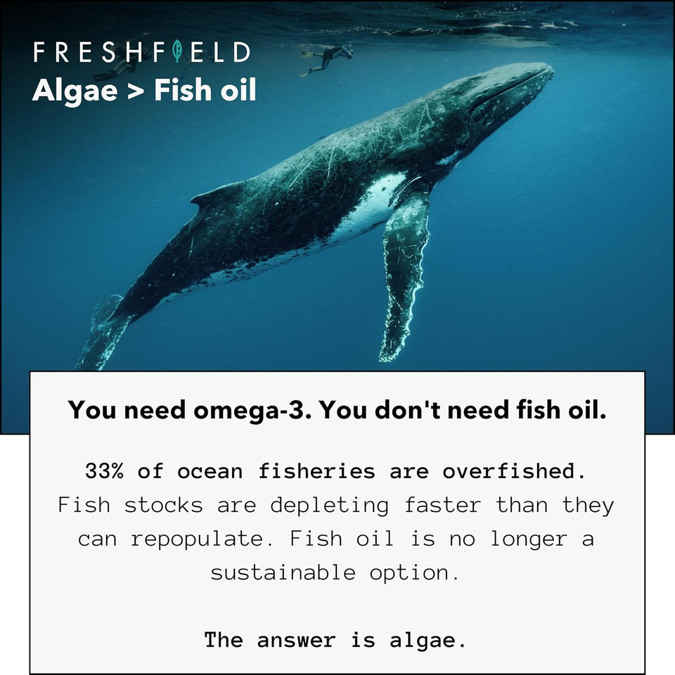 Ocean Saving Omega 3, The Fish Oil Replacement, 2-Month Supply, Sustainably Sourced, Highest Levels Of Dha Per Capsule (440 Mg), Algae Oil, W/Dpa. 60 Count
