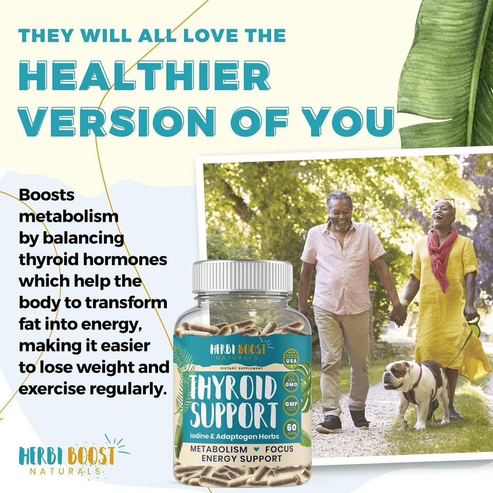 Thyroid Support For Women With Iodine | 1069Mg Extra Strength Supplement For Metabolism, Focus With Ashwagandha, L-Tyrosine, Zinc, Selenium & More