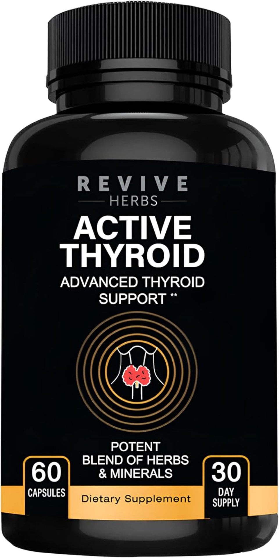 Thyroid Support: Powerful Blend Of Ashwagandha, Iodine, Selenium, Magnesium, Zinc, Vitamin B12 & More For Optimal Health - 60 Capsules