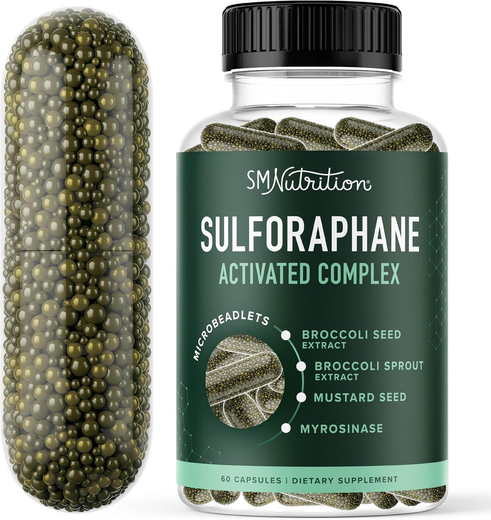 50Mg Sulforaphane Supplement From Broccoli Sprouts | Nrf2 Activation With Glucoraphanin, Myrosinase & Antioxidants | Support Cellular & Immune Health | Broccoli Seed Extract Microbeadlets, Vegan 60Ct