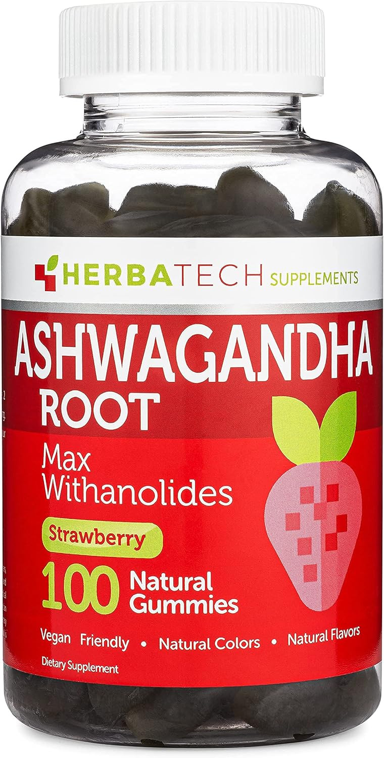 Ashwagandha Gummies For Men And Women - Strongest 1,500Mg Formula (100 Gummies) 3% Withanolides Cortisol Blocker For Relief, Calming, And Relaxation From Herbatech Supplements