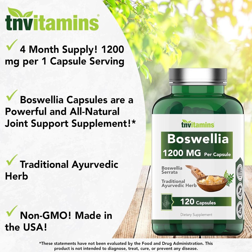 Boswellia Serrata Herbal Extract Capsules | 1200 Mg/Capsule (120 Capsules) | Joint Support Supplement* | Ayurvedic Herb: Indian Olibanum/Frankincense
