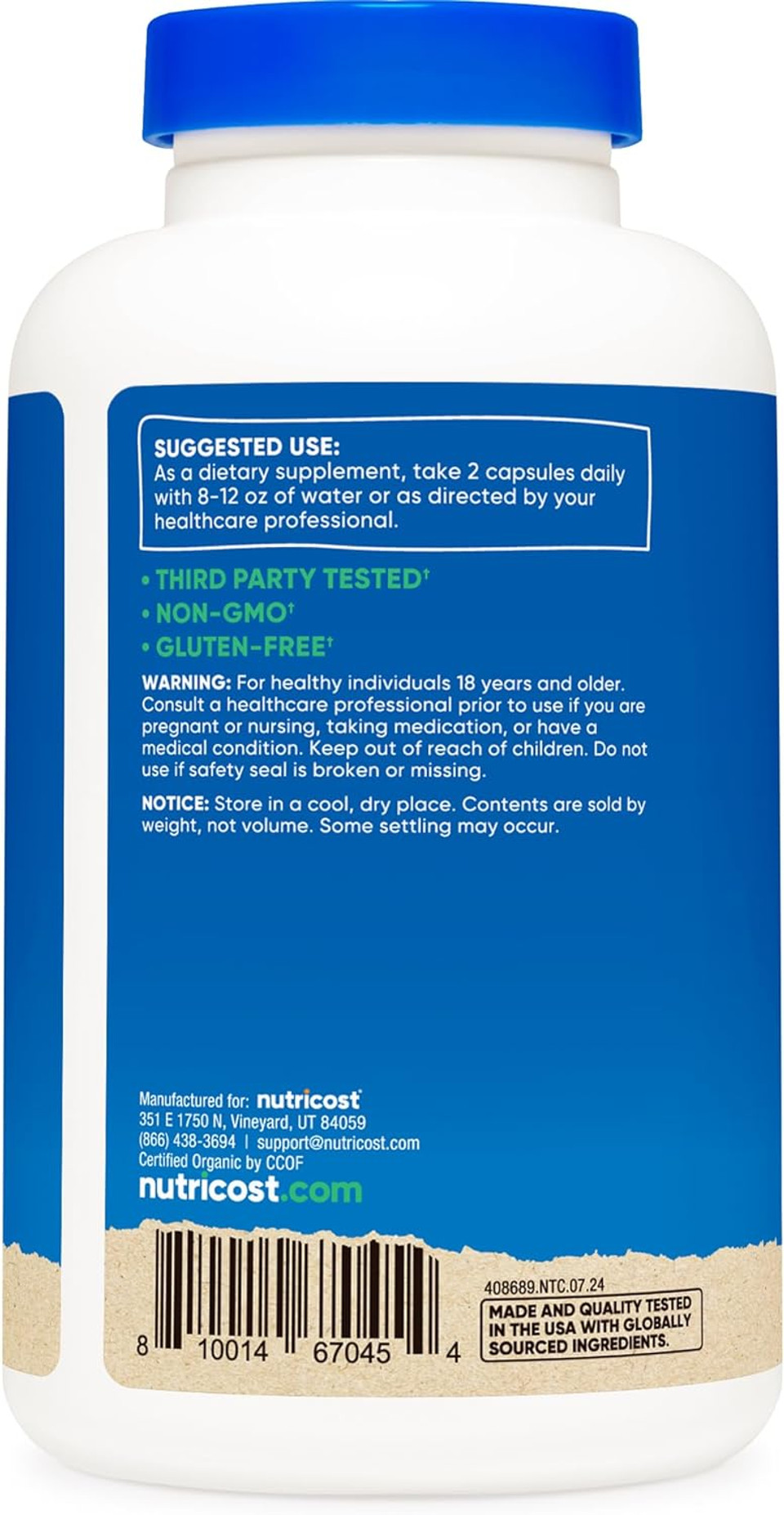 Nutricost Organic Cinnamon (Ceylon Cinnamon) 1,200Mg Serving, 150 Capsules - Gluten Free, Non-Gmo