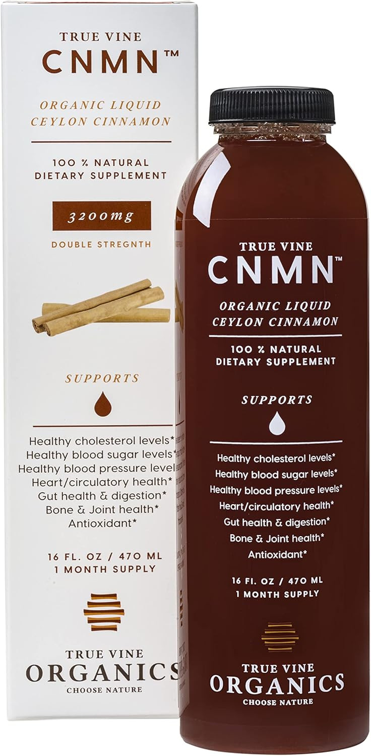 True Vine 3200Mg Liquid Ceylon Cinnamon Supplement (Made In Usa) For Healthy Heart, Blood Pressure, Sugar, Cholesterol, Gut & Joints  100% Organic Ceylon Cinnamon To Fight Free Radicals (16 Fl Oz)