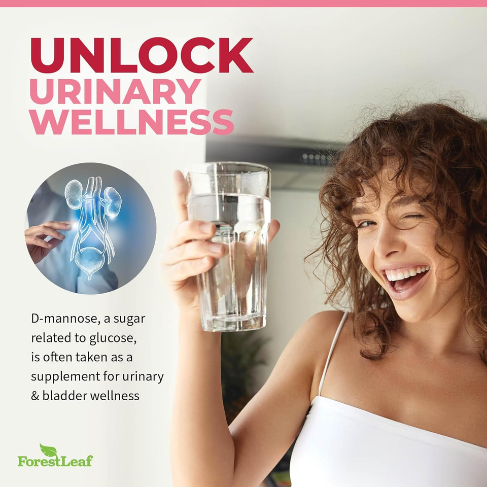 Forestleaf D Mannose 1000Mg Capsules - D-Mannose With Cranberry, Hibiscus & Vit C, Urinary Tract Health For Women And Men, Organic Dmannose Pills For Uti, Urinary Health & Bladder Support 60 Capsules