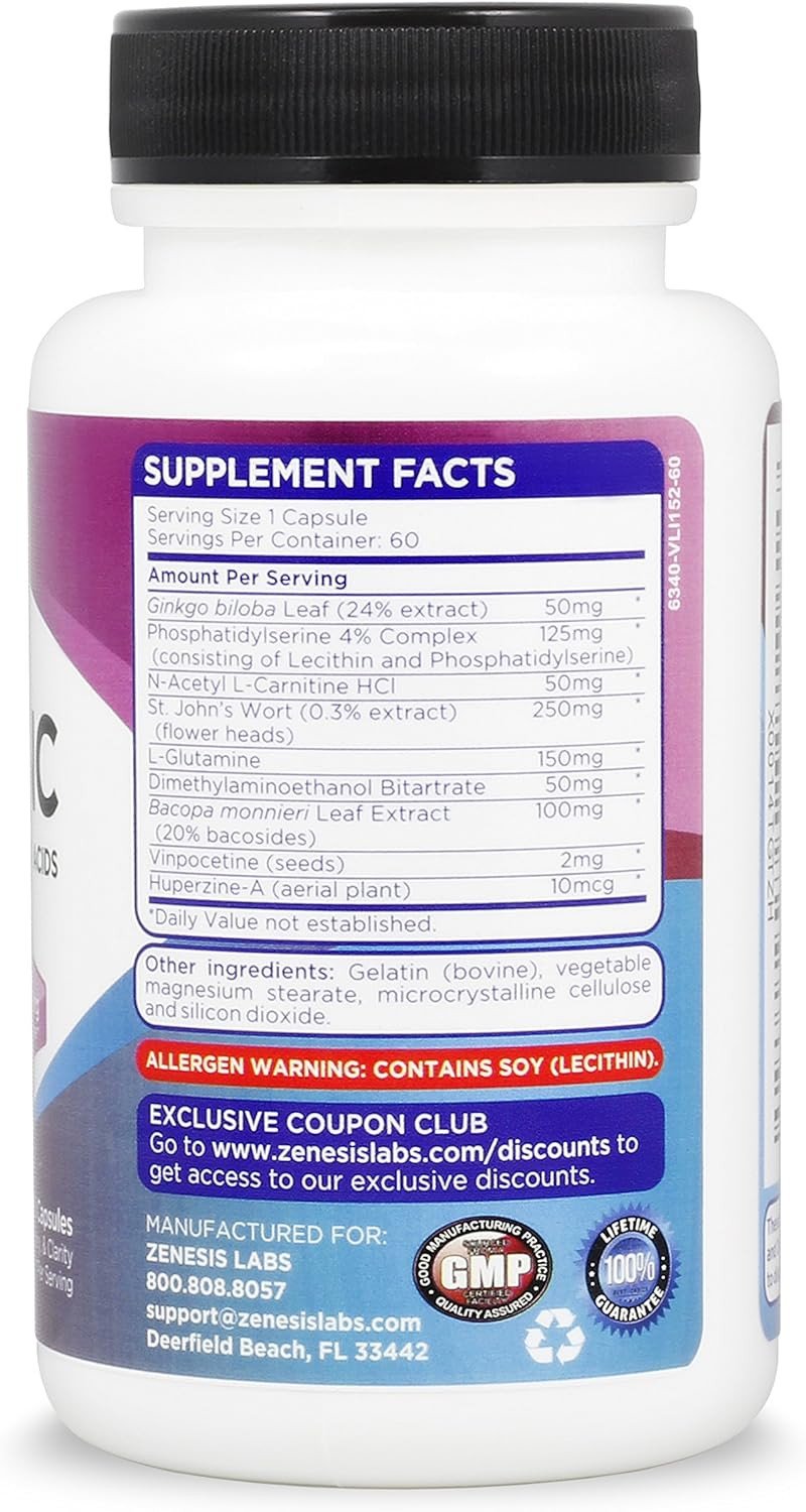 Zenesis Labs Mind Sync - 60 Capsules With Ginkgo Biloba, St John'S Wart & L-Glutamine - Please Read Reviews
