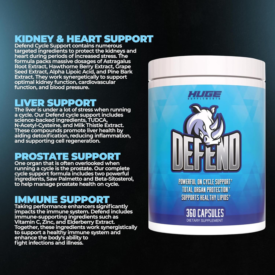 Defend Cycle Support - Most Stacked & Complete Organ Protection, Liver Support, Kidneys, Heart, Prostate & Immune System On Cycle - Contains Nac, Tudca, Milk Thistle, Astragalus & More (360 Capsules) Defend Cycle Support - Most Stacked & Complete Organ Protection, Liver Support, Kidneys, Heart, Prostate & Immune System On Cycle - Contains Nac, Tudca, Milk Thistle, Astragalus & More (360 Capsules)