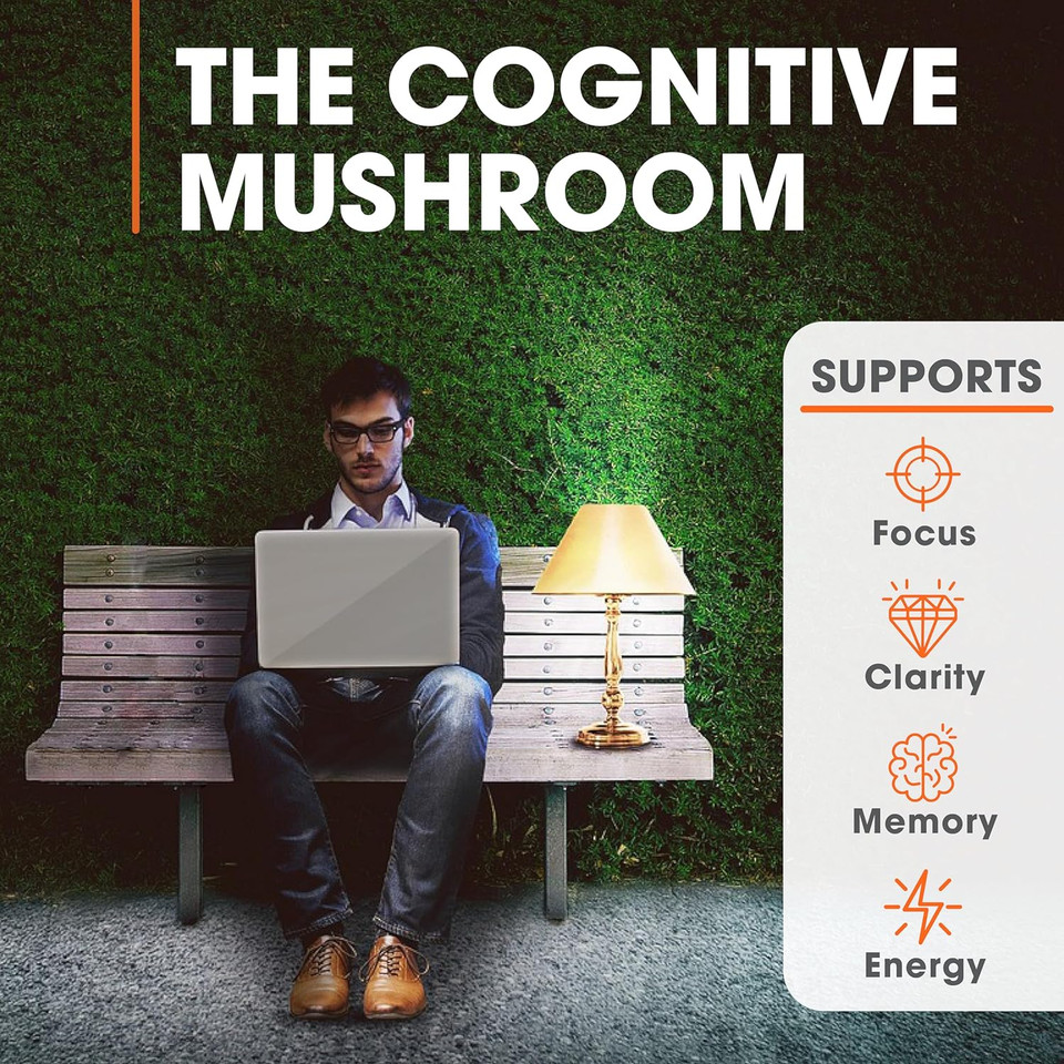 Genius Lions Mane Cognition Vitamins Supplement Capsules - Organic Nootropic Supplement, 1200Mg Per Serving  120 Veggie Pills