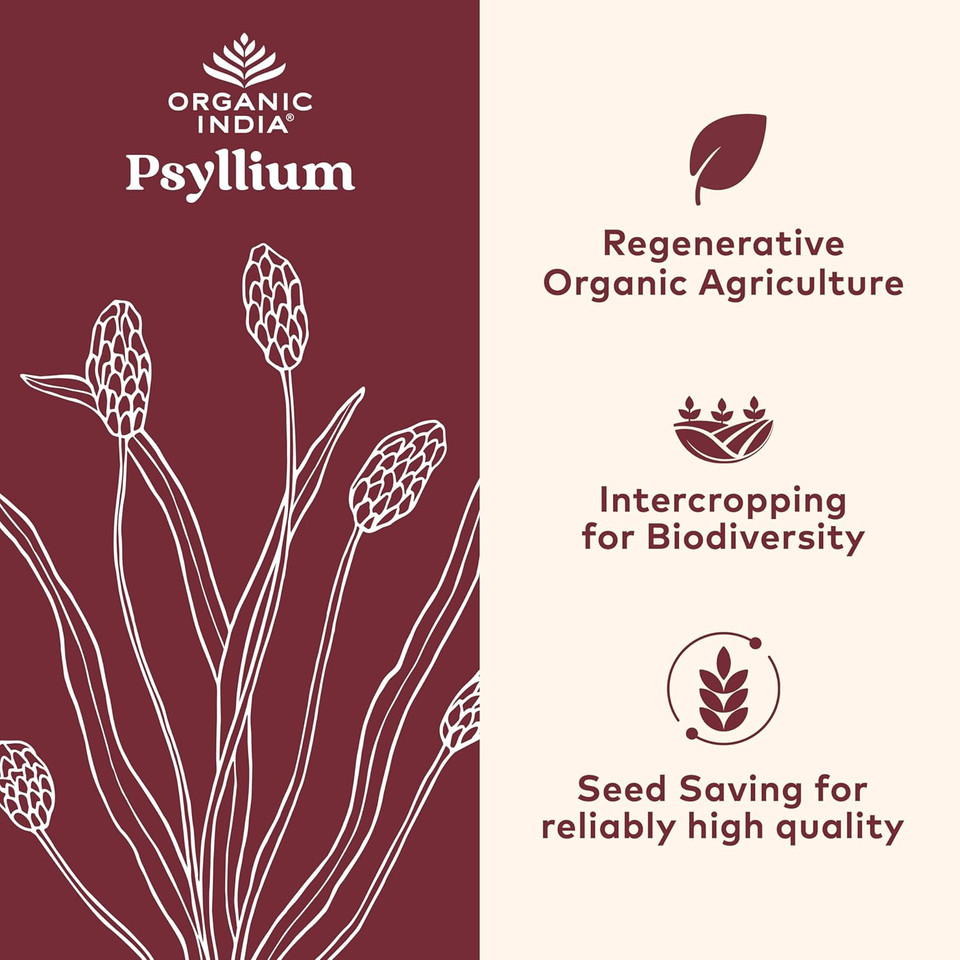 Organic India Psyllium Husk Capsules - Fiber Supplement, Healthy Elimination - Vegan, Keto Friendly, Gluten-Free, Usda Certified Organic, Non-Gmo, Soluble & Insoluble Fiber Source - 180 Count