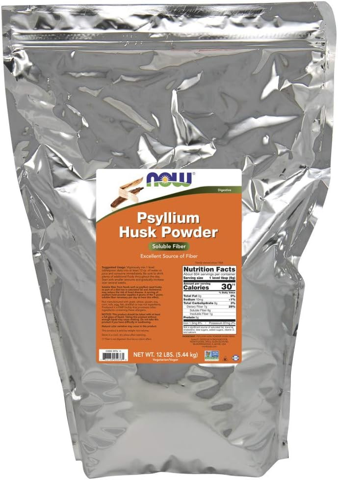 Now Foods Supplements, Psyllium Husk Powder, Non-Gmo Project Verified, Soluble Fiber, 12-Pound