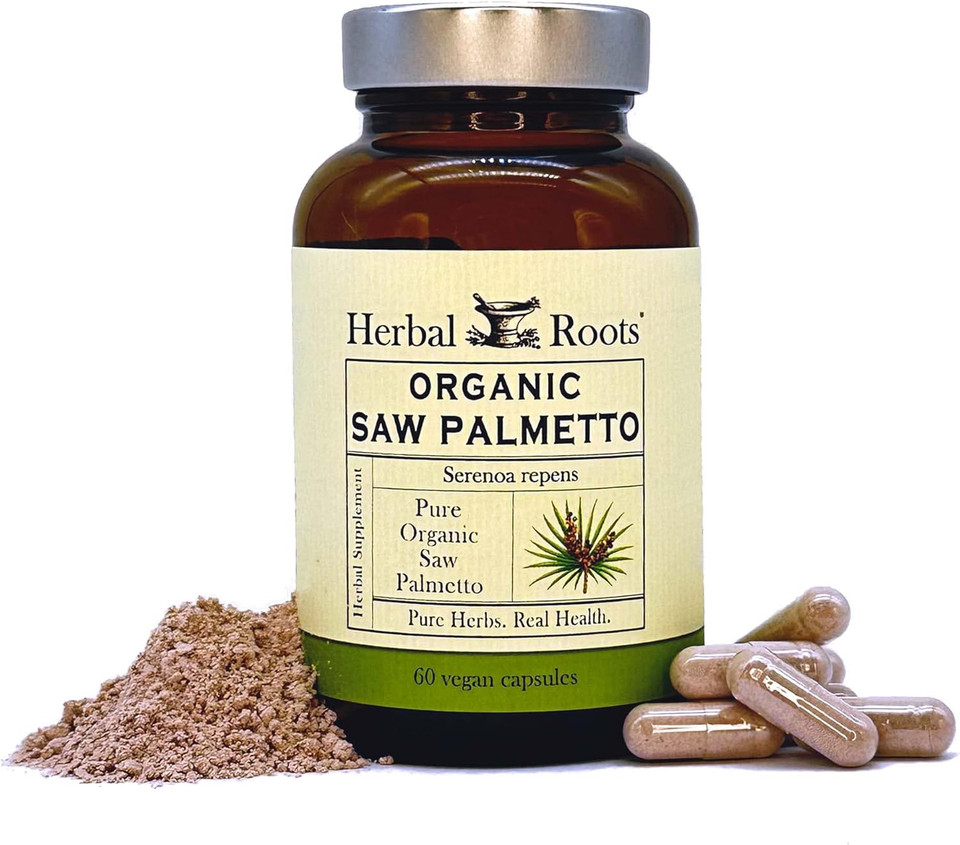 Herbal Roots Organic Saw Palmetto Capsules | 1,000Mg Per Serving | 60 Organic Vegan Capsules
