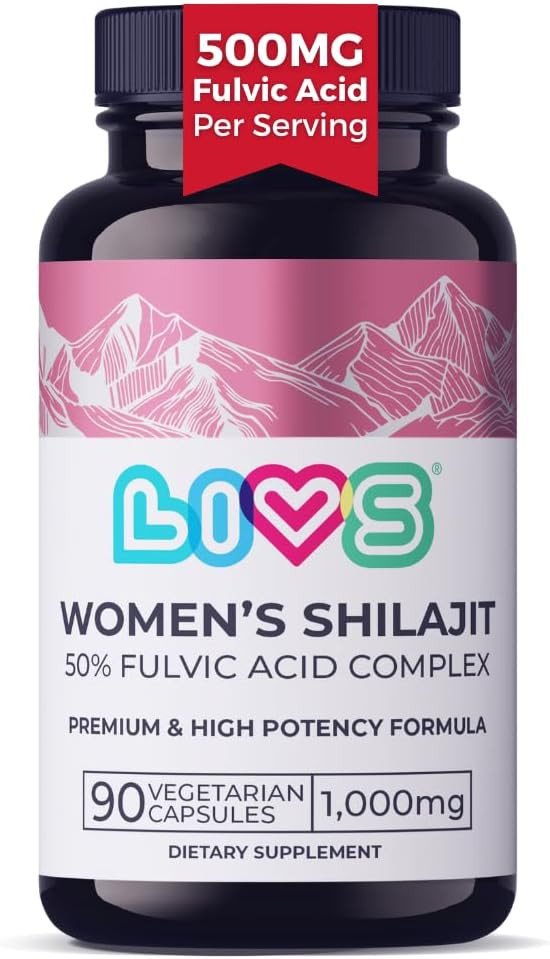 Livs Women'S Shilajit Fulvic Acid Complex - Pure Himalayan Shilajit Capsules | 1,000Mg Of Himalayan Extract Per Serving, 500Mg Of Fulvic Acid Per Serving, 90 Count